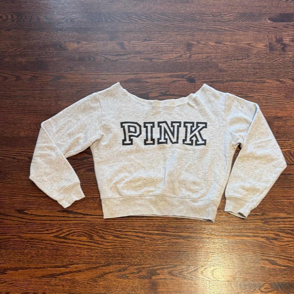 PINK Victoria's Secret Light Gray Cropped Sweatshirt
